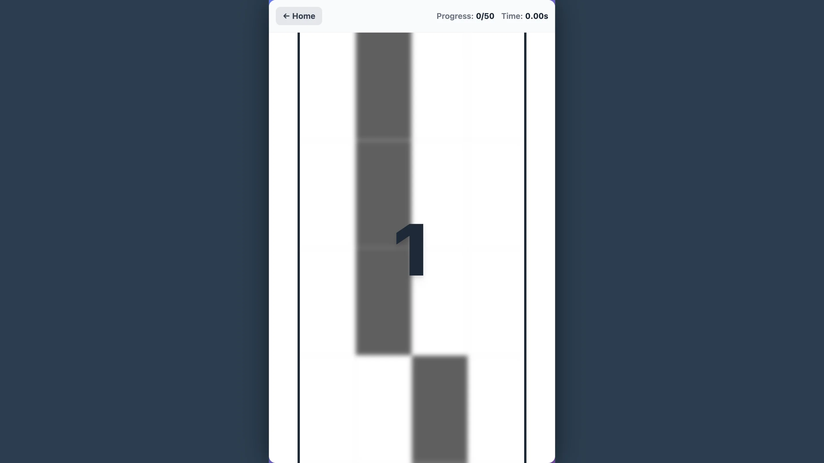 Classic board showing the number one after the first correct tap